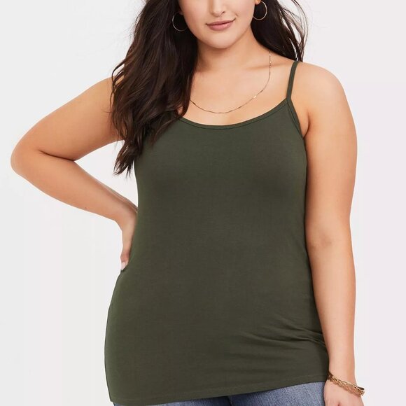 Torrid 5X Tank Top Cami Olive/Army Green Foxy Plus Size Layering Shirt Tee NWT - Picture 2 of 3